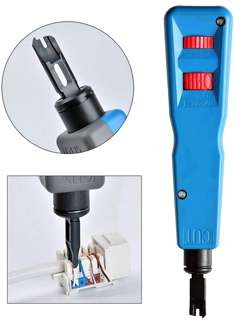 Punch Down Tool Kit with 110 & BK Blade, 5PCS Cat6 RJ45 Keystone Jack, Network Wire Stripper Tool Kits Professional - Image 2
